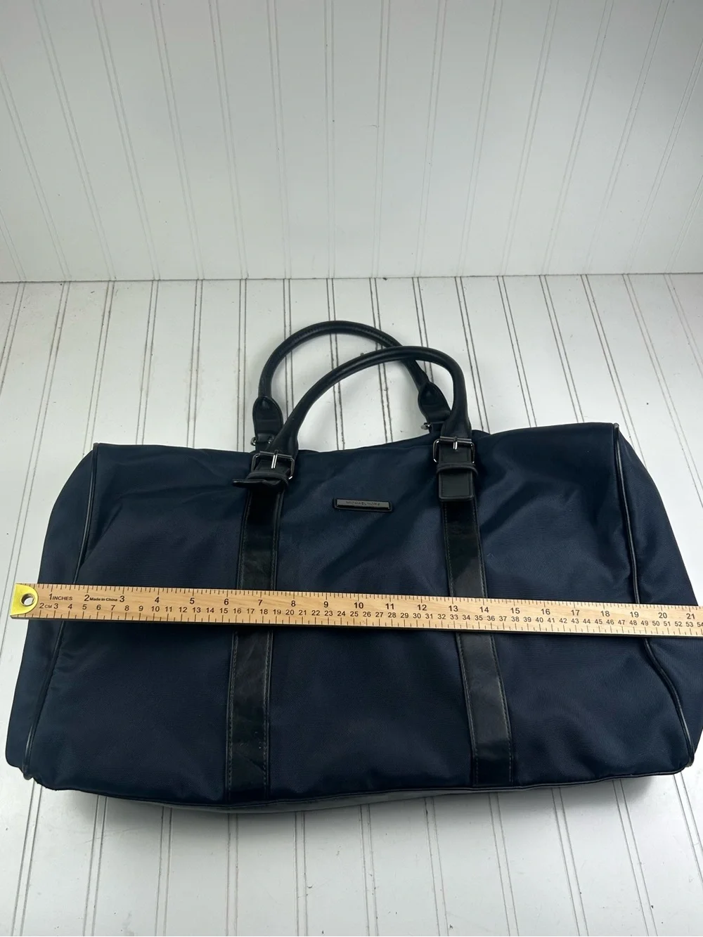 Michael Kors Unisex Jet Set Large Navy Nylon Duffle Travel Bag $220